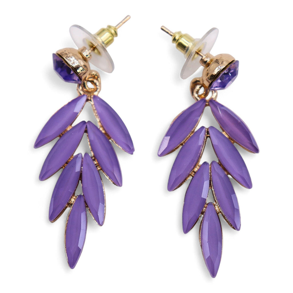 Pendientes de cristal vintage hada lavanda en acero inoxidable
