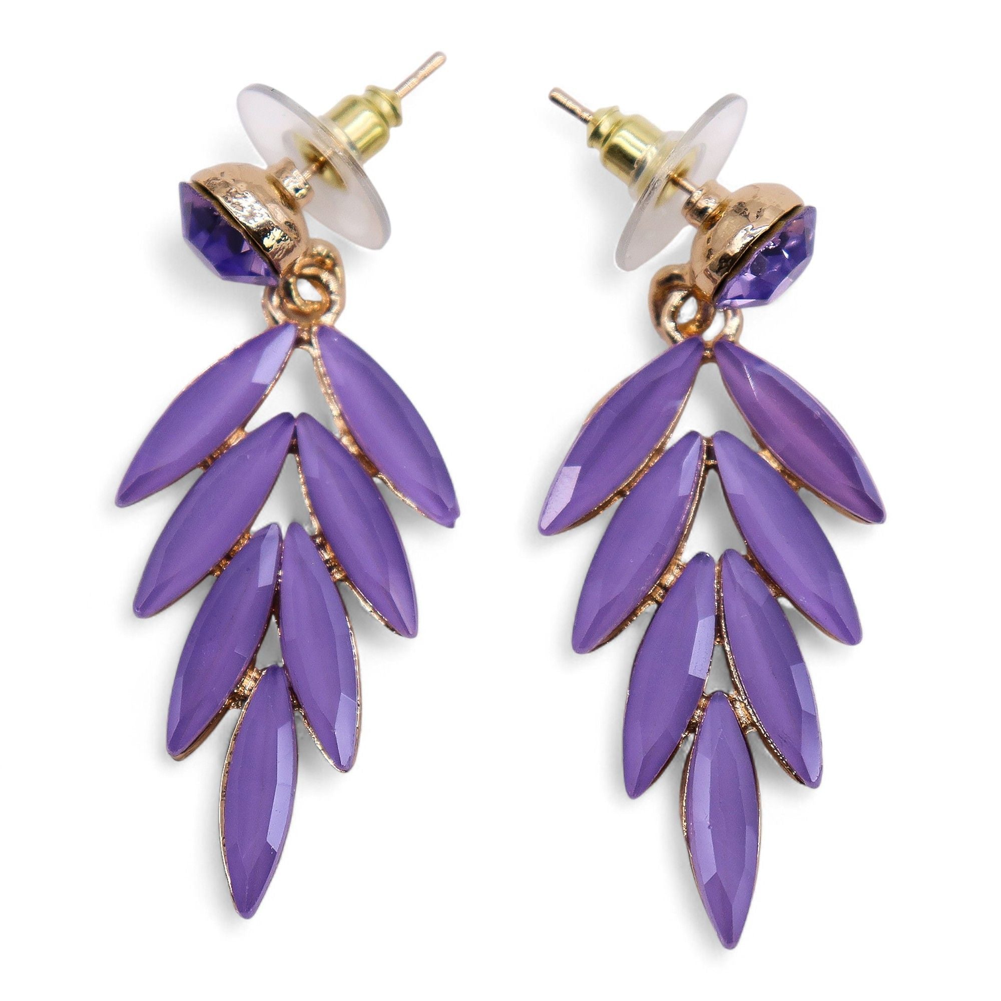 Pendientes de cristal vintage hada lavanda en acero inoxidable