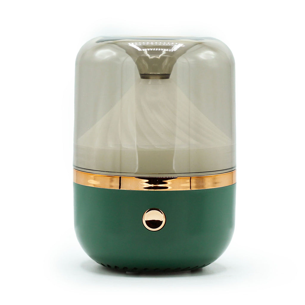 Difusor de aroma verde y bronce USB con luz de colores para hogar y oficina