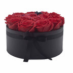 Caja redonda negra con 14 rosas de jabón rojas para baño romántico y regalo elegante