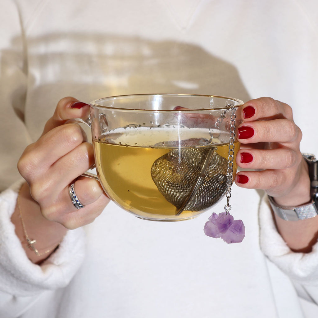 Colador de té con piedra natural Aguamarina
