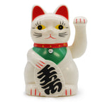 Gato de la Suerte Blanco Maneki Neko de Abundancia y Prosperidad