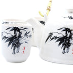 Set de tetera oriental de cerámica Piedra Azul con 6 tazas