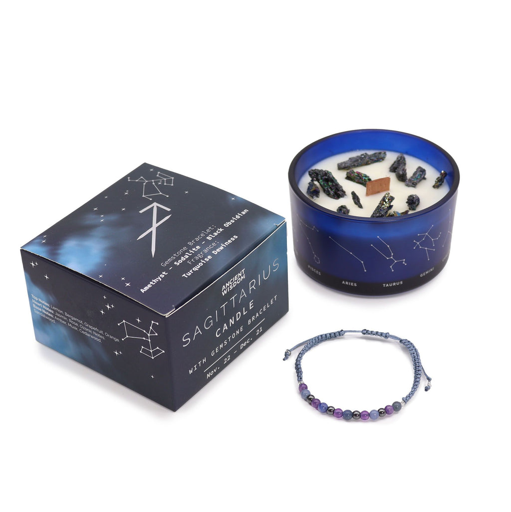 Vela de cristal del zodiaco Sagitario (Soja Natural)