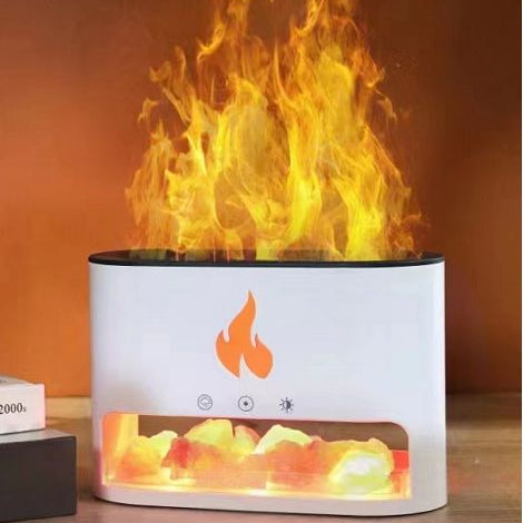Difusor de Aroma Blaze con Efecto Llama, Cámara de Sal del Himalaya y Sal de Regalo Incluida