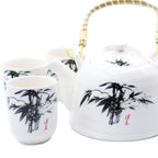 Set de tetera oriental de cerámica Piedra Azul con 6 tazas