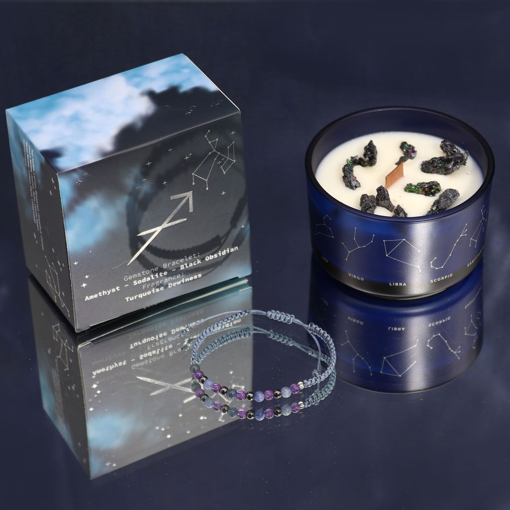 Vela de cristal del zodiaco Sagitario (Soja Natural)