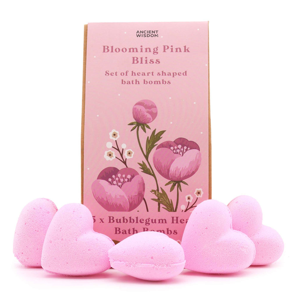 Set bombas de baño corazón rosa aroma chicle 5 unidades regalo romántico y divertido