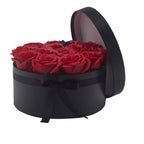 Caja redonda negra con 14 rosas de jabón rojas para baño romántico y regalo elegante