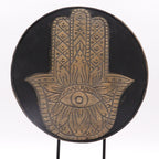 Set Feng Shui Buda y Hamsa gris de madera sostenible
