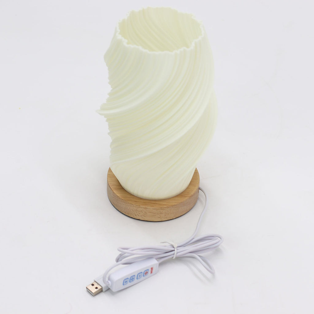 Lámpara de mesa nube trenzada luz cálida USB base de madera