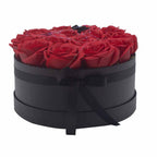 Caja redonda negra con 14 rosas de jabón rojas para baño romántico y regalo elegante
