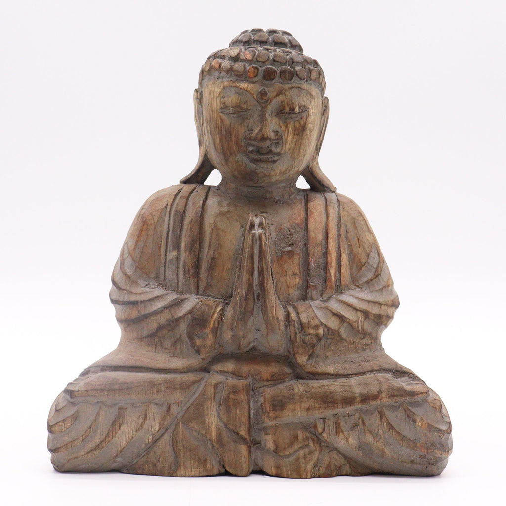 Set Feng Shui Buda y Hamsa gris de madera sostenible