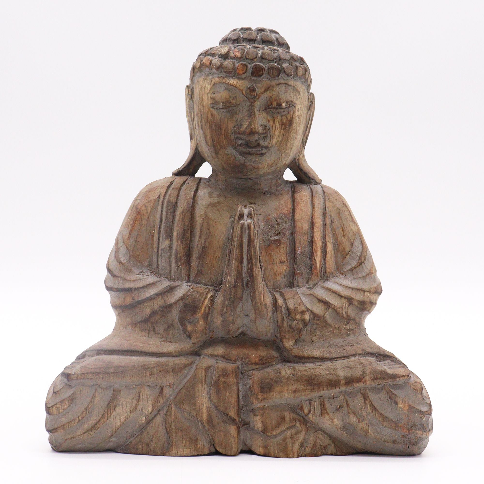 Set Feng Shui Buda y Hamsa gris de madera sostenible