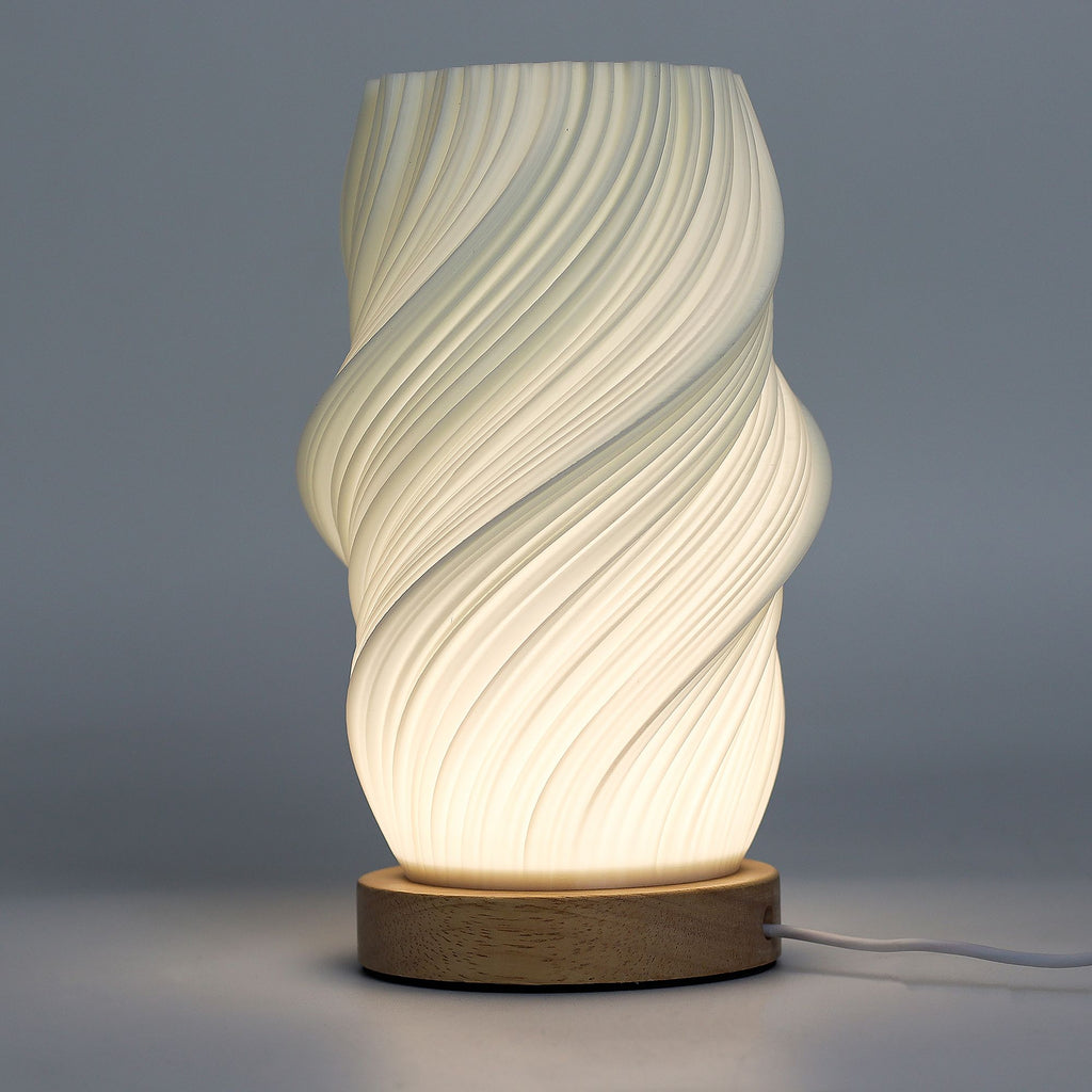 Lámpara de mesa nube trenzada luz cálida USB base de madera