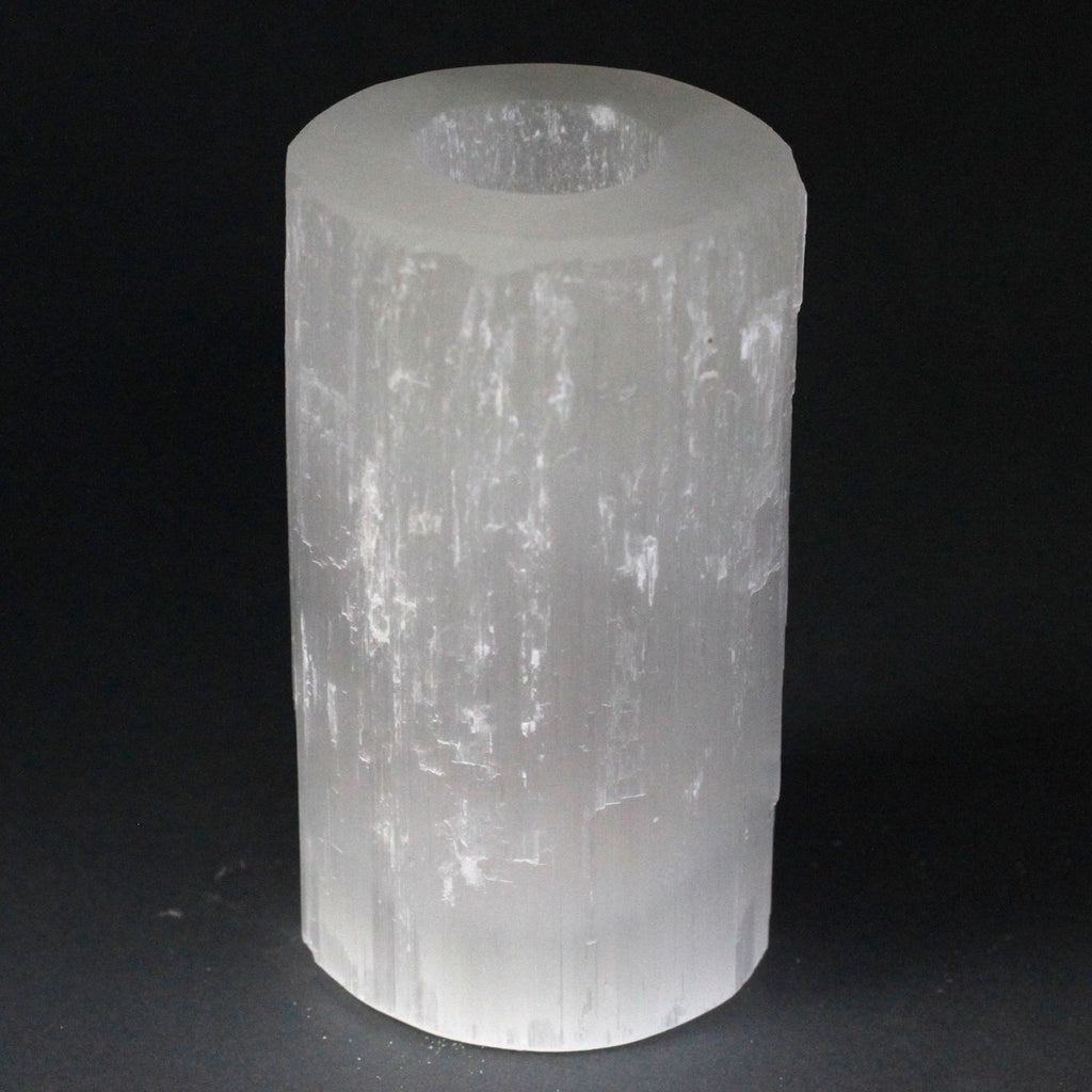 Portavelas Candelabro de Selenita Cilíndrico 15 cm Luz Purificadora