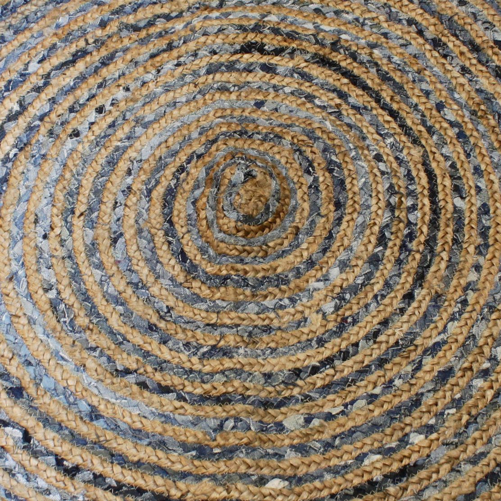 Alfombra Redonda de Yute y Denim Reciclado 90 cm | Hecha a Mano