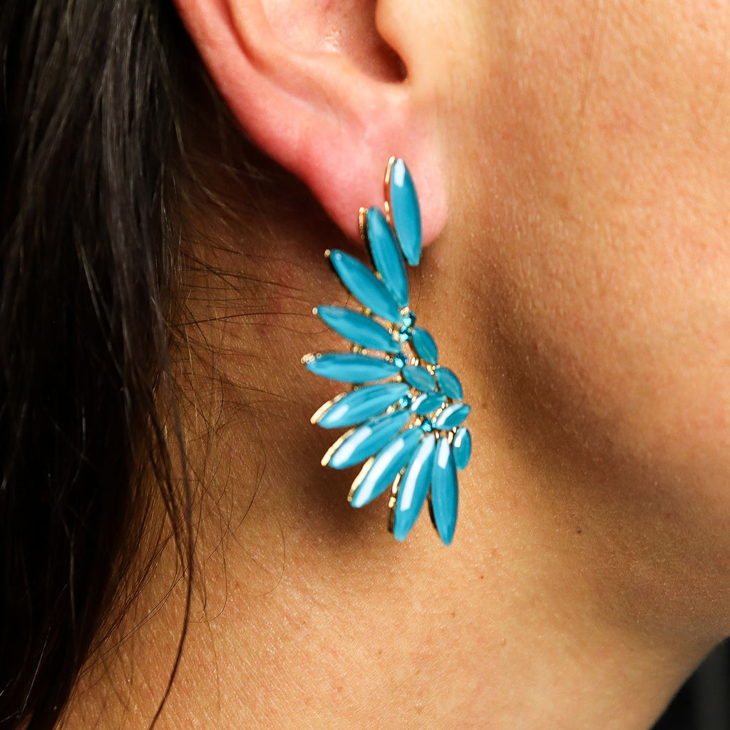 Pendientes de Cristal Vintage - Alas de ángel - Verde Turquesa
