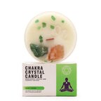 Vela de cristal chakra del corazón Anahata con cuarzo rosa y jade en cera de soja
