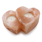 Portavelas de sal rosa doble corazón 1 kg para regalo y rincón de calma