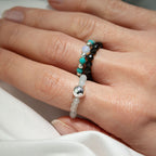 Conjunto de Anillos con Gemas Naturales Océano sin Fin