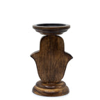 Candelabro Hamsa de madera de mango 18 cm para velas y altares de protección