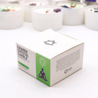 Vela de cristal chakra del corazón Anahata con cuarzo rosa y jade en cera de soja